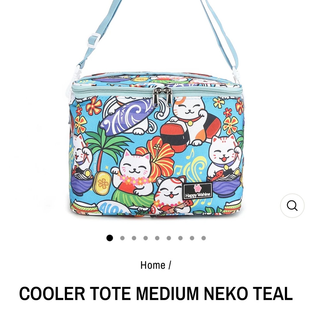 Teal Cooler Tote with Neko Design